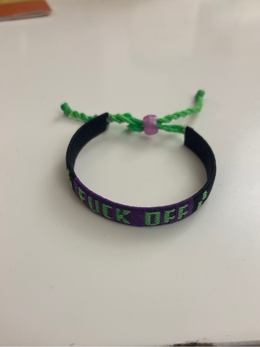 Purple and Green Adjustable Kids Bracelet with Bead Accent